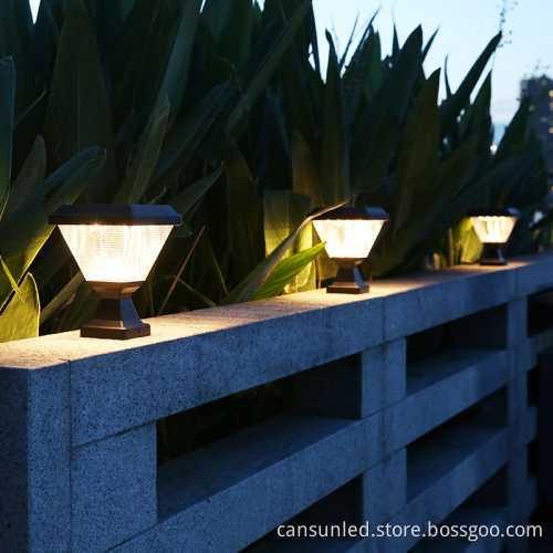 Outdoor Commercial Fence Decoration with 200mm Posts and Solar Panel LED 8W Lights